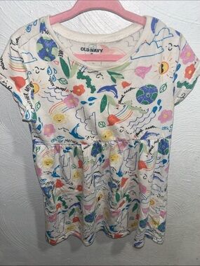 Old Navy Girls' White Rainbow & Floral Print Dress